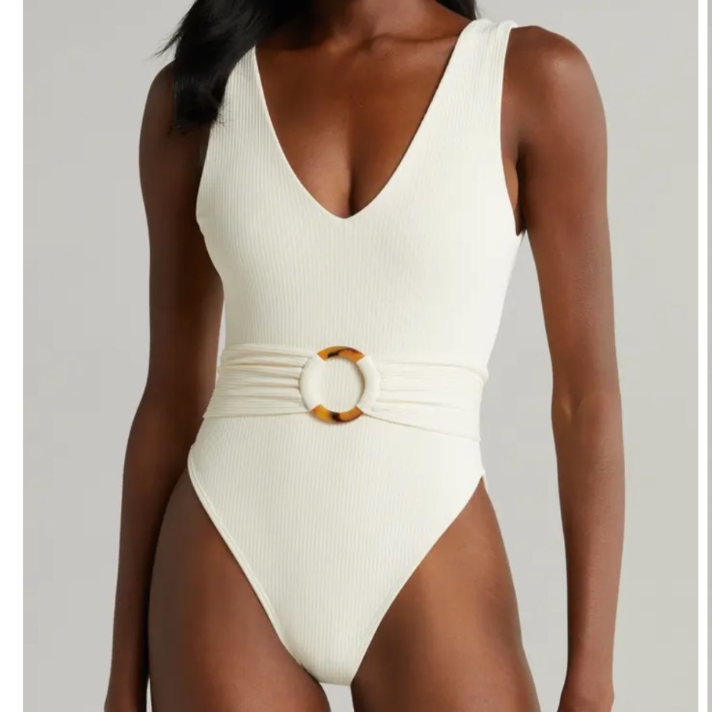 MONTCE Kim belted ribbed swimsuit
